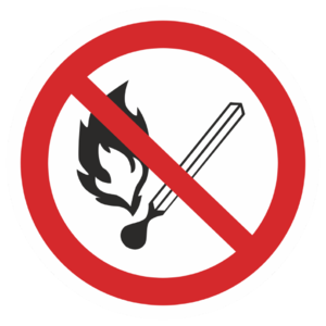 Знак P-02«Запрещается пользоваться открытым огнем»_07302