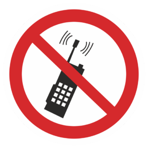 Знак  P-18«Запрещается пользоваться мобильным (сотовым) телефоном или переносной рацией»_07318
